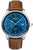 Herrenarmbanduhr mit blauem Zifferblatt, braunem Lederband und Datumsanzeige