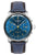 Herren-Chronographenuhr mit blauem Zifferblatt und Lederarmband