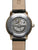 Montre homme avec mouvement apparent, boîtier en métal gris, bracelet en cuir
