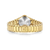 Damenuhr-Caseback mit goldfarbenem Metallarmband, sichtbare Gravur auf der Rückseite