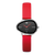 Danish Design Damenuhr: rotes Lederarmband, schwarzes Zifferblatt, Mineralglas