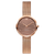 Damenuhr mit roségoldfarbenem Mesh-Armband und rundem Zifferblatt mit Wellenmuster