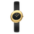 Danish Design Damenuhr mit schwarzem Lederband, rundem Goldgehäuse und schwarzem Zifferblatt