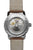 Montre automatique avec mouvement visible, boîtier gris et bracelet en cuir beige
