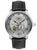 Herrenuhr mit offenem Herzen, schwarzem Lederband und silbernem Gehäuse, Automatik