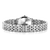 Damenarmbanduhr mit Edelstahlgliederarmband im Detail, ovales Gehäuse oben