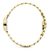 Damenuhr: Seitenansicht mit ovalem Gehäuse und goldfarbenen Gliedern des Metallarmbands