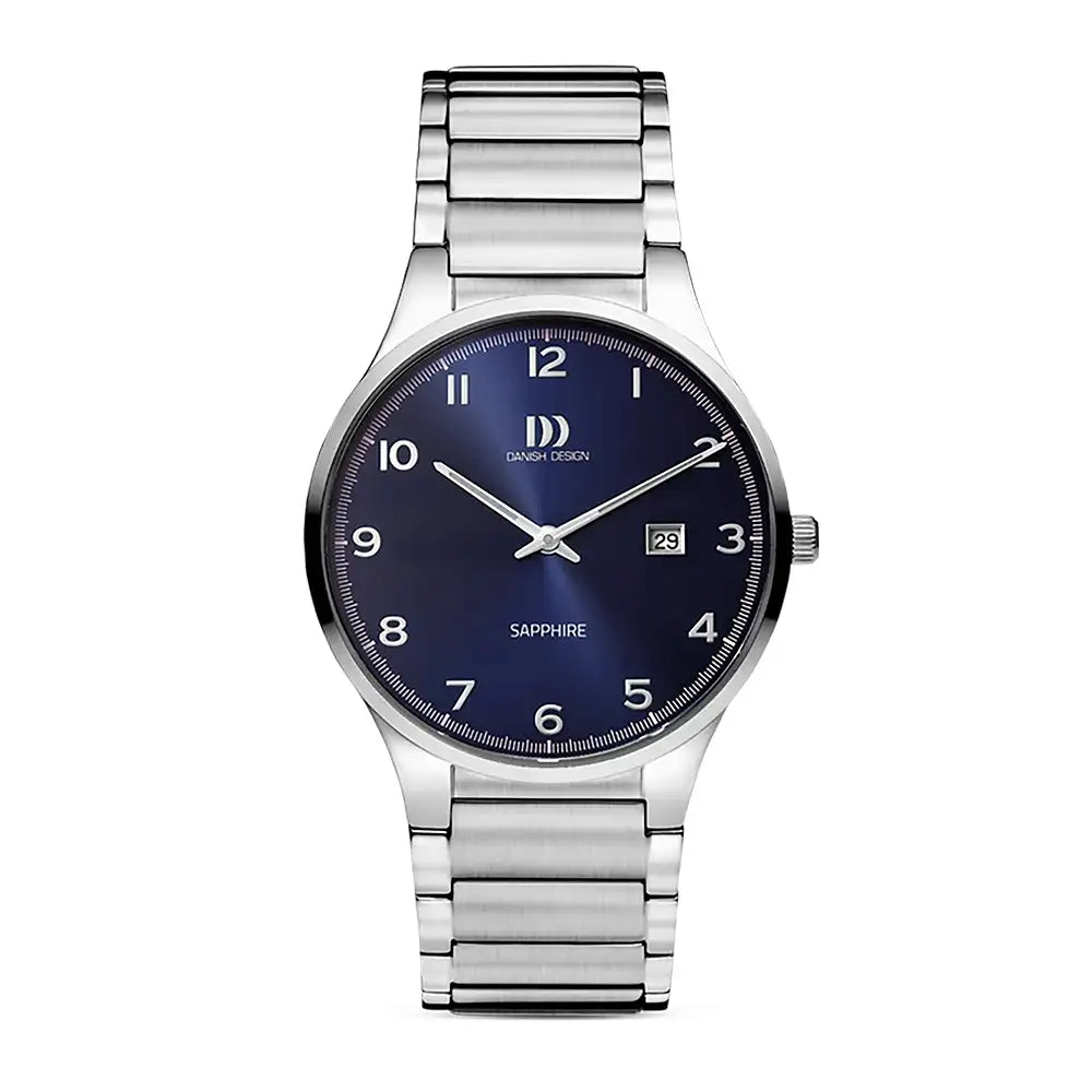 Herrenarmbanduhr mit Saphirglas, dunklem Zifferblatt und Datumsanzeige bei 3 Uhr