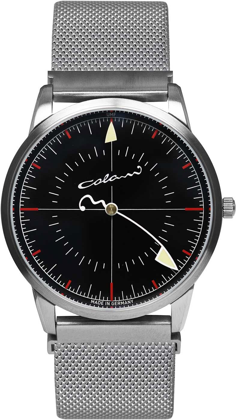 Bracelet de montre pour homme avec cadran noir, aiguilles dorées et bracelet en maille métallique