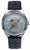 Bracelet pour homme avec boîtier rond en acier inoxydable, cadran bleu clair et bracelet en cuir noir