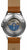 Herrenuhr mit braunem Lederarmband, Edelstahlgehäuse und Sichtboden mit Uhrwerk