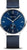 Bering Montre Homme avec cadran bleu, index blancs et bracelet milanais bleu