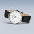 Montre pour homme avec cadran blanc et bracelet en cuir noir/marron