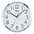Horloge murale ronde : cadran blanc, chiffres/aiguilles noirs, cadre en plastique