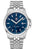 Herrenarmbanduhr mit blauem Zifferblatt, Edelstahlband und Datumsfenster bei 3 Uhr