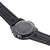 Rückseite der Taucheruhr mit Prägung und Schrauben, schwarzes Gummiband mit Textur