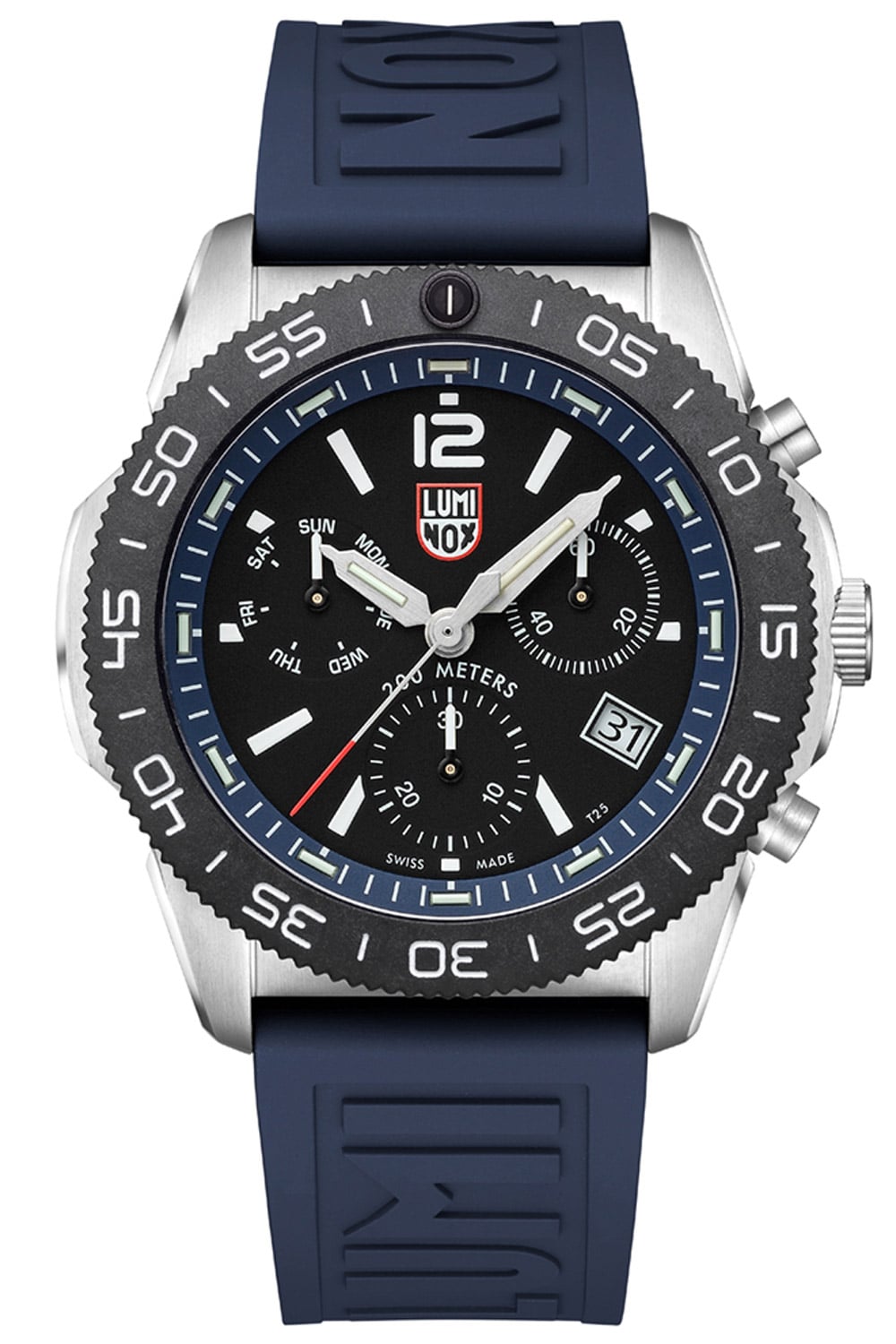 Luminox Pacific Diver Chronograph Armbanduhr mit blauem Zifferblatt und Silikonarmband