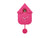 Horloge murale style coucou, maison rose avec balancier et entrée ronde