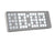 Réveil rétro avec clavier et écran LED matriciel lumineux, gris clair, façade plate.