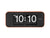Horloge murale orange avec chiffres rabattables, double affichage 10:10, façade noire