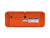 Arrière d'une horloge murale orange avec compartiment à piles et points de fixation