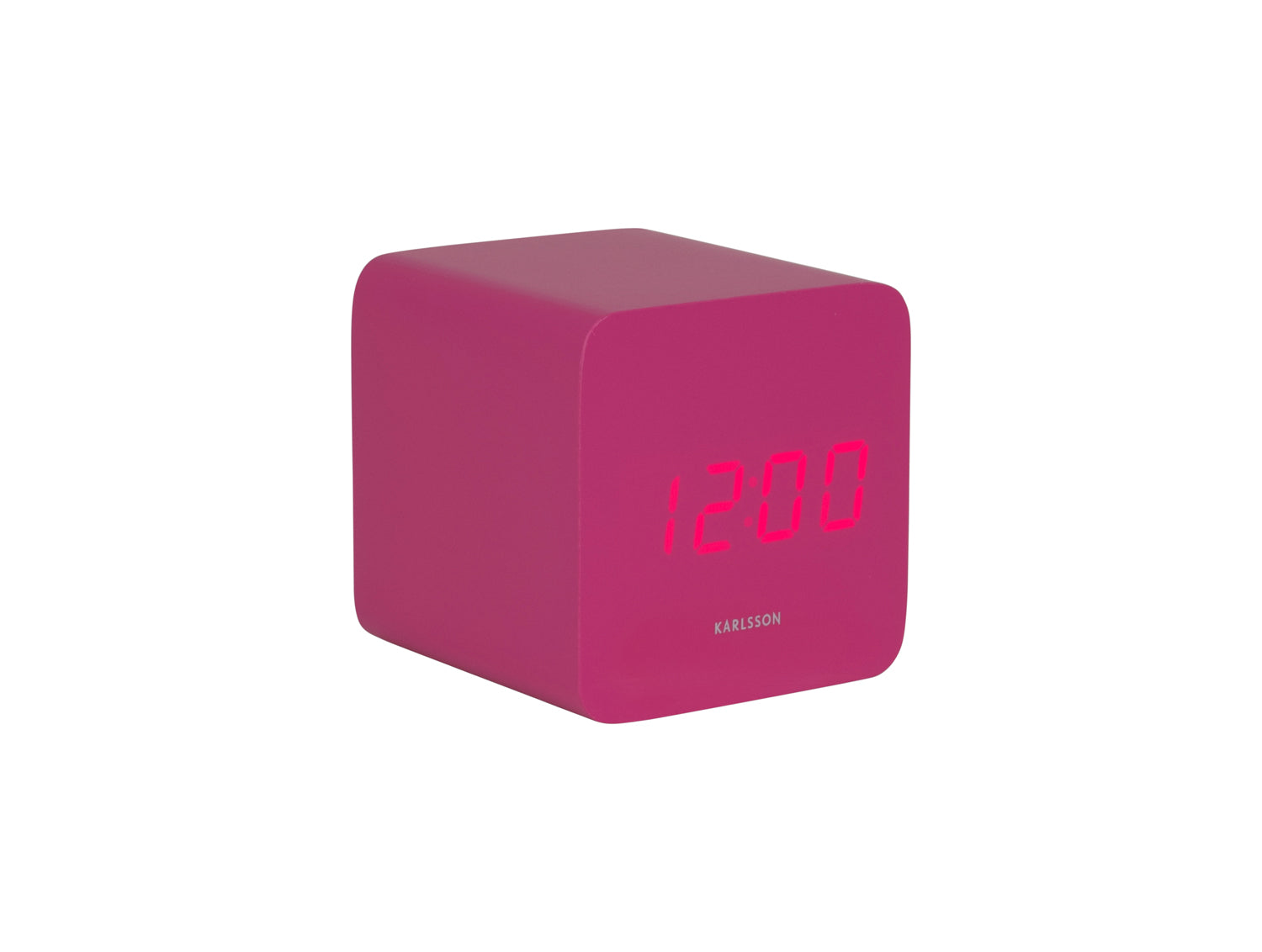 Réveil LED carré rose avec affichage lumineux 12:00 et thermomètre