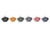 Mini-réveil triangulaire, lot de 6, multicolore : noir, marron, vert, gris, rose, bleu