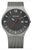 Herrenuhr mit schwarzem Zifferblatt, orange Zeiger und Mesh-Metallarmband, rundes Gehäuse