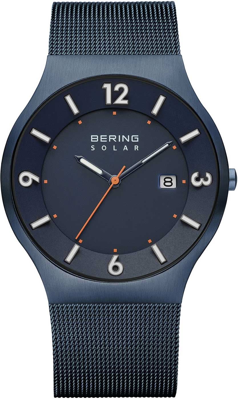 Bering Solar 14440-393 Montre Homme • Verre saphir résistant aux rayures • Bracelet milanais fin