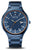 Bracelet de montre pour homme avec cadran bleu, lunette orange et bracelet en métal