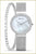 Montre pour femme avec bracelet milanais rond argenté et cadran gris clair