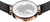 Fond de montre pour femme avec gravure argentée, lunette or rose et bracelet milanais noir