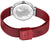 Fond de montre pour femme avec gravure de carte du monde et bracelet en maille rouge avec fermoir