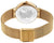 Dos d'une montre pour femme avec gravure et bracelet milanais doré