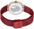 Fond de montre Bering pour femme avec carte du monde gravée dans le verre et bracelet en maille rouge