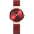 Bering Damenuhr mit rotem Zifferblatt und roségoldfarbenem Milanaise-Armband