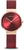 Montre Bering pour femme avec boîtier doré rose et cadran chatoyant rougeâtre, bracelet milanais