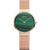 Bering Classic Damenuhr mit grünem Zifferblatt und roségoldenem Milanaise-Armband