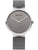 Damenarmbanduhr mit grauem Zifferblatt, silberner Lünette und Milanaise-Armband