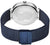 Fond de montre pour homme avec gravure de carte du monde, bracelet milanais bleu foncé et fermoir