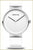 Herrenuhr mit weißem Zifferblatt, weißem Armband und silbernem runden Gehäuse