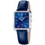Herren-Quarzuhr mit blauem Zifferblatt und blauem Lederarmband, rechteckiges Gehäuse