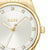 BOSS Damenarmbanduhr: silberweißes Zifferblatt mit Diamantindexen und goldenen Zeigern