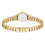 Damen-Armbanduhr mit goldfarbenem Metallarmband, Rückseite mit BOSS-Prägung