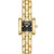 BOSS Violet Damenarmbanduhr mit quadratischem schwarzem Zifferblatt und goldfarbenem Gliederarmband