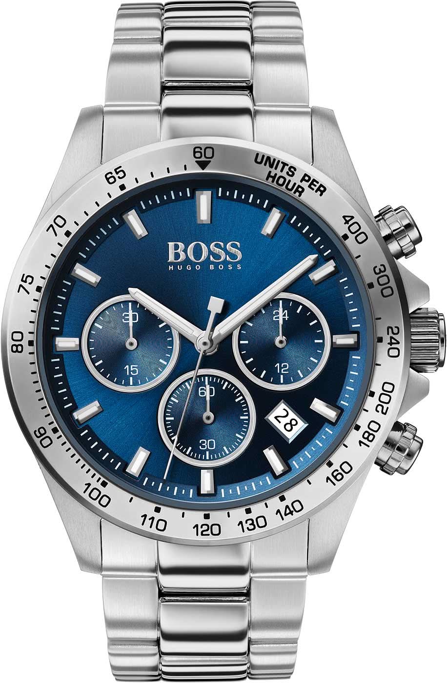 Bracelet de montre pour homme avec cadran bleu et chronographe, bracelet en acier inoxydable bicolore