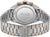Vue arrière de la montre pour homme : boîtier en acier inoxydable, bracelet à maillons en métal avec des accents couleur or rose