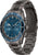 Montre homme avec cadran bleu, bracelet en acier inoxydable anthracite et boutons latéraux
