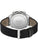 Rückansicht der Herrenuhr mit Edelstahlboden und schwarzem Textilarmband mit Dornschließe