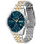 BOSS Herrenarmbanduhr mit blauem Zifferblatt, zwei Zählern und Datum, zweifarbigem Band